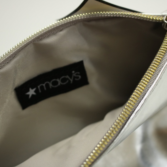 Macy's Two Piece Silver Pouch Makeup Bag Set - Picture 4 of 7